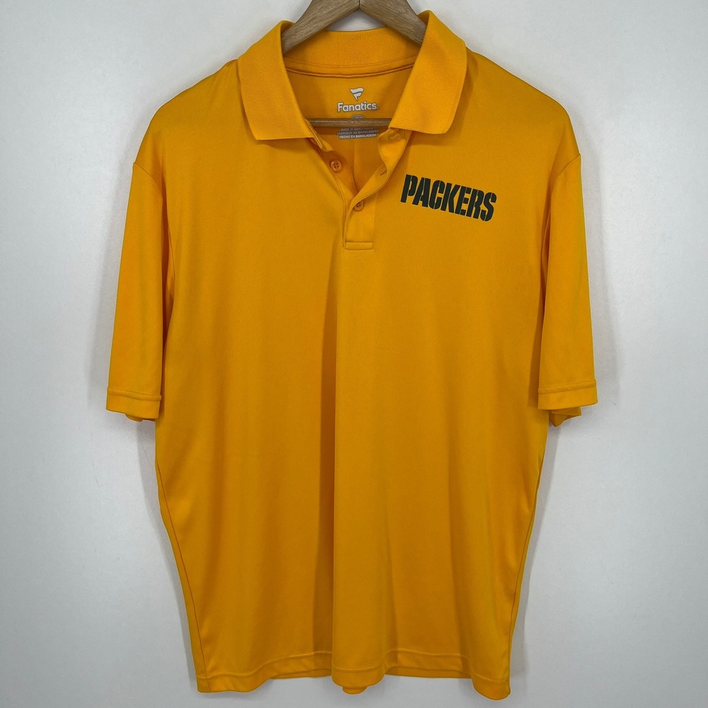Fanatics Mens Green Bay Packers‎ NFL Polo Shirt Gold Yellow Large Short Sleeve